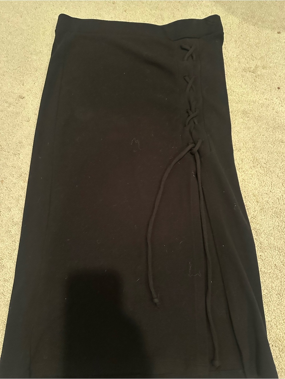 Stateside cute little soft knit black skirt with slit on left side size large